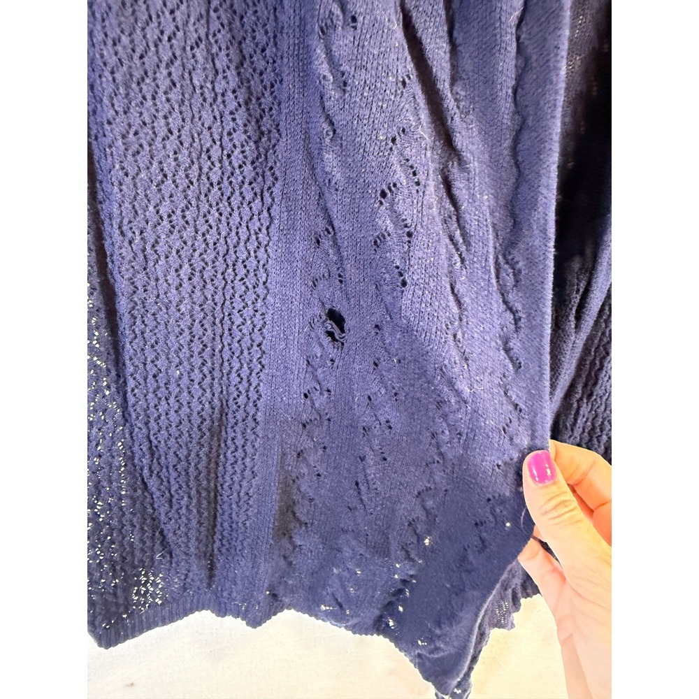 Motherhood Maternity Navy Blue Pointelle Cable Knit Open Front Cardigan Large - Picture 3 of 7
